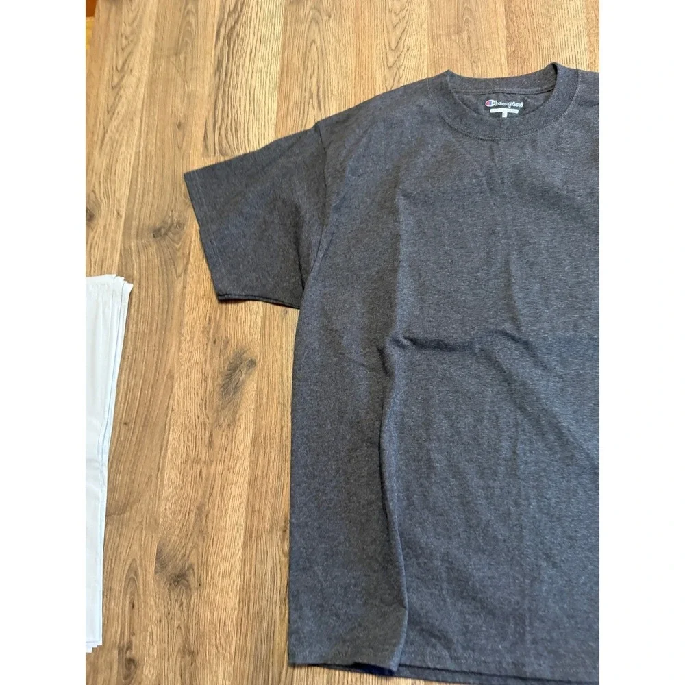 Champion T-Shirt Mens L Charcoal Gray Adult Short Sleeve Solid Basic Excellent - Picture 3 of 8